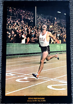 Steve Prefontaine Running at Hayward Field Commemorative Poster - Nike Inc. Approx. 1981