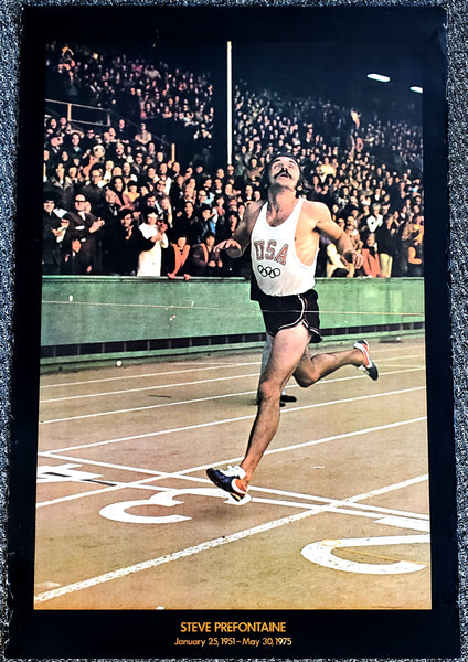 Steve Prefontaine Running at Hayward Field Commemorative Poster
