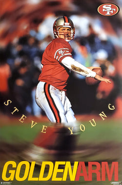 Steve Young "Golden Arm" San Francisco 49ers NFL Action Poster - Costacos Brothers 1996