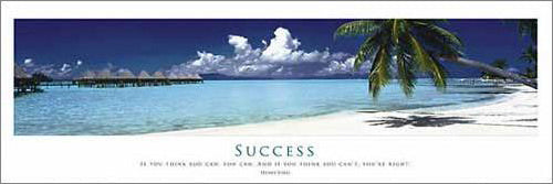 Tropical Paradise "Success" Motivational Poster (Tropical Beach Paradise Panorama)