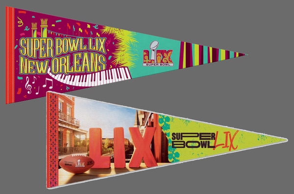 COMBO: Super Bowl LIX (New Orleans 2025) Official Premium Felt Pennants 2 PENNANT SET