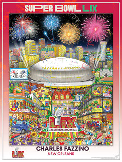 *SHIPS 1/20* Super Bowl LIX (New Orleans 2025) Official NFL Football Commemorative Pop Art Poster - Fazzino