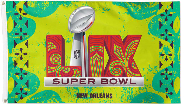 *SHIPS 11/11* Super Bowl LIX (New Orleans 2/9/2025) Official Game Logo Deluxe-Edition 3'x5' Flag - Wincraft