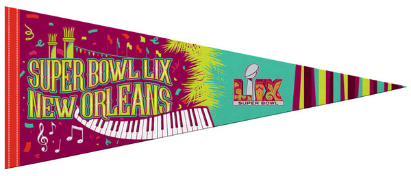 *SHIPS 11/11* Super Bowl LIX (New Orleans 2025) "Jazz-Style" Official Premium Felt Event PENNANT - RICO Inc.