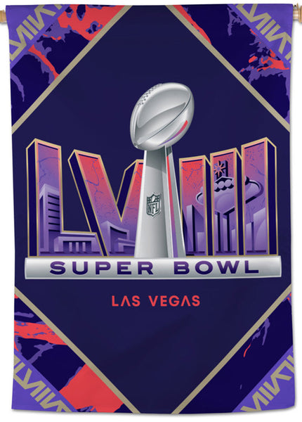 *SHIPS APPROX. 2/20* Super Bowl LVIII (Las Vegas 2024) Official NFL Championship Event 28x40 BANNER Flag - Wincraft Inc.