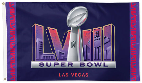 Super Bowl LVIII (Las Vegas 2/11/2024) Official Game Logo Deluxe-Edition 3'x5' Flag - Wincraft Inc.