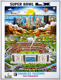 Super Bowl LX (San Francisco 2026) Official NFL Football Commemorative Pop Art Poster - Fazzino