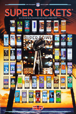 Super Bowl XLIV (South Florida 2010) Super Tickets NFL Championship History Poster - Action Images