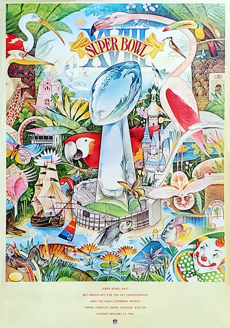 Super Bowl XVIII (Tampa 1984) Official 24x36 Event Poster - NFL Properties Inc