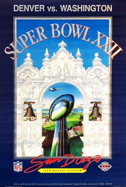 Super Bowl XXII (San Diego 1988) Official Theme Art 24x36 Event Poster - Vintage Original