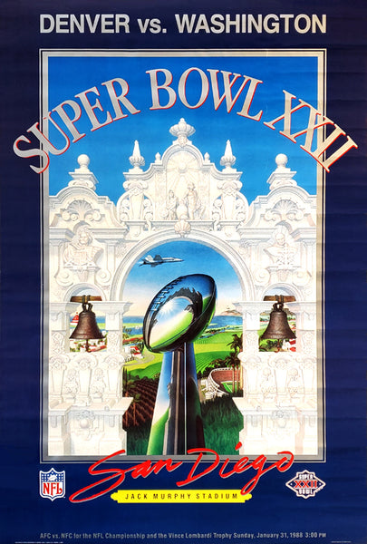 Super Bowl XXII (San Diego 1988) Official Theme Art 24x36 Event