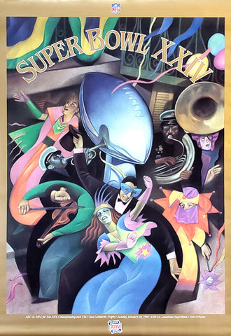 Super Bowl XXIV (New Orleans 1990) Official Theme Art 24x36 Event Poster - Vintage Original
