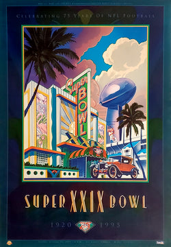 Super Bowl XXIX (Miami 1995) Official NFL Event Poster - Norman James Corp. 1994