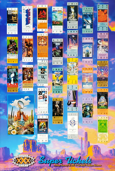 Super Bowl XXX (1996) "Super Tickets" NFL Championship History Poster - Action Images