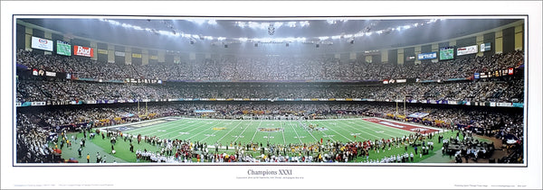 Super Bowl XXXI (Green Bay Packers vs. Patriots 1997) Panoramic Poster Print - Everlasting Images