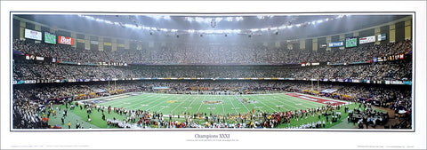 Super Bowl XXXI (Green Bay Packers vs. Patriots 1997) Panoramic Poster Print - Everlasting Images