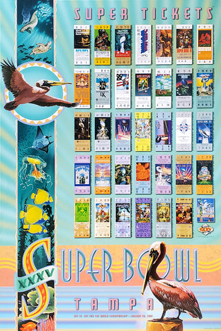 Super Bowl XXXV (2001) "Super Tickets" NFL Championship History Poster - Action Images