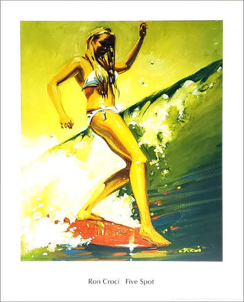 Surfing "Five Spot" Women's Surfing Art Poster by Ron Croci - Surfing Artists International