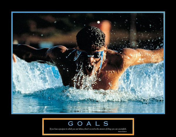 Swimming "Goals" Motivational Inspirational 22x28 Wall Poster - Paloma Editions