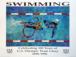 Olympic Swimming Poster by Robert Heindel (USOC 100 Years) - Fine Art Ltd.