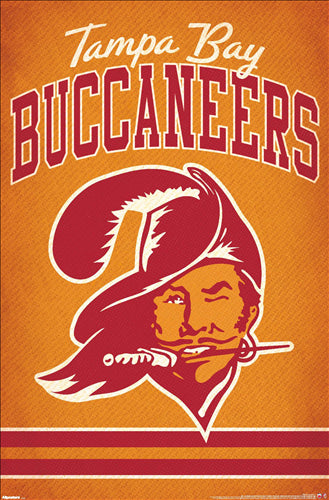 Tampa Bay Buccaneers Retro-1970s-Style NFL Vintage Team Logo Poster - Costacos Sports