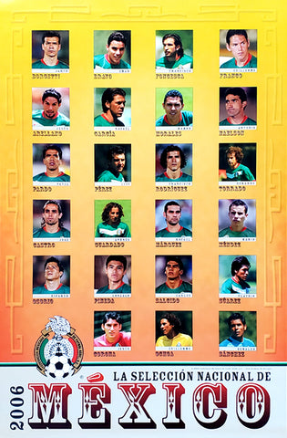 Mexico Futbol Soccer 2006 Official Team Roster Poster - Sports Endeavors