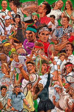 Tennis "Legends of The Court" 26 All-Time Superstars Art Collage Poster - Grupo Erik 2024