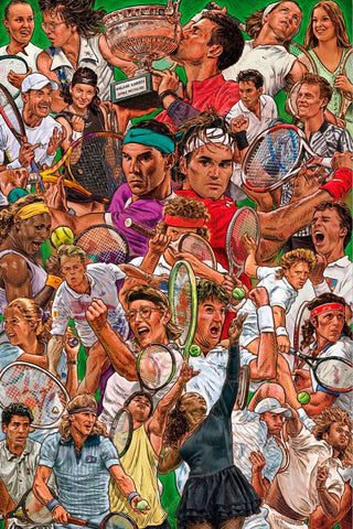 Tennis "Legends of The Court" 26 All-Time Superstars Art Collage Poster - Grupo Erik 2024