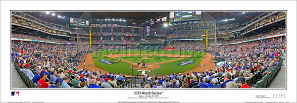 Texas Rangers "World Series Action 2023" Globe Life Field Panoramic Poster Print - Everlasting Images (TX-454)