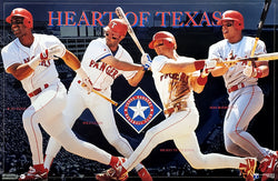 Texas Rangers "Heart of Texas" Poster (Juan Gonzalez, Will Clark, Tettleton, Ivan Rodriguez) - Costacos 1996