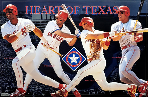 Texas Rangers "Heart of Texas" Poster (Juan Gonzalez, Will Clark, Tettleton, Ivan Rodriguez) - Costacos 1996