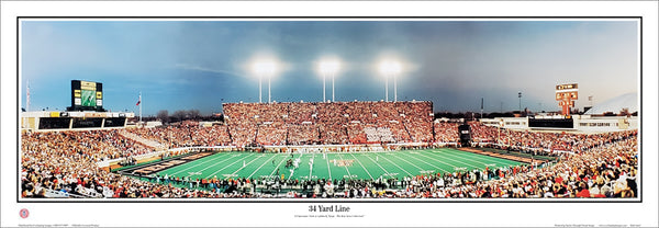 Texas Tech Football "34 Yard Line" Jones Stadium Panoramic Poster Print - Everlasting Images