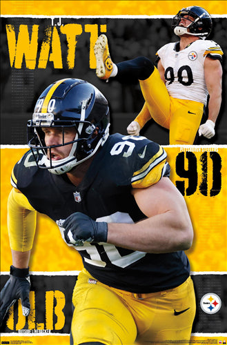 TJ Watt "Steeler Sensation" Pittsburgh Steelers Official NFL Football Action Poster - Costacos 2024