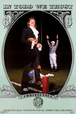 Todd Christensen "In Todd We Trust" Los Angeles Raiders Vintage Original 1987 NFL Theme Poster - Costacos Final Stock Collection