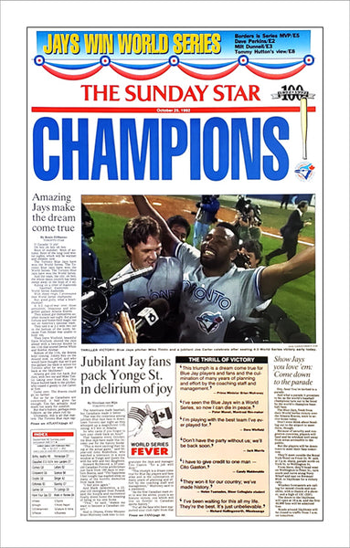 Toronto Blue Jays 1992 World Series CHAMPIONS! Toronto Star Vintage Original 23x35 POSTER
