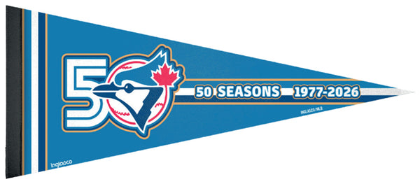 Toronto Blue Jays 50th Season Commemorative Official MLB Premium Felt Pennant - InGlasCo Canada 2026