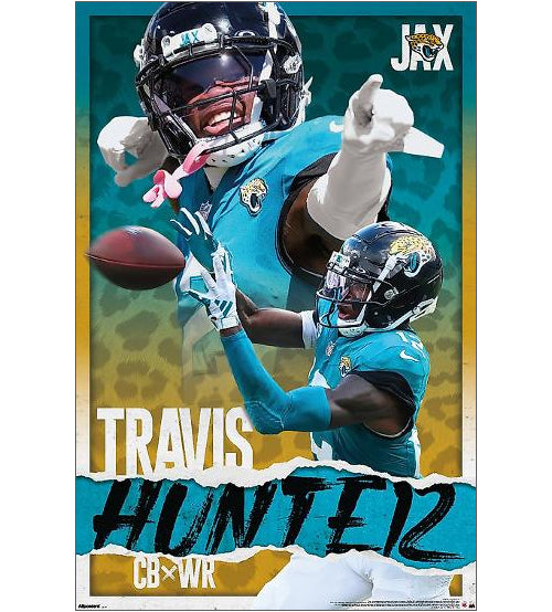 Travis Hunter "Two-Way 12" Jacksonville Jaguars NFL Football Wall Poster - Costacos Sports
