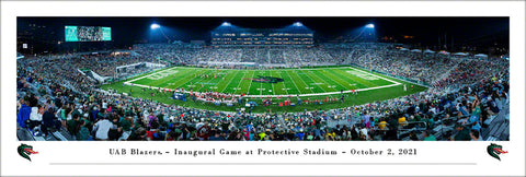 UAB Blazers Football inaugural Game at Protective Stadium (10/2/2021) Panoramic Poster Print - Blakeway