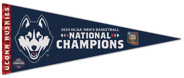 *SHIPS 4/20* UCONN Huskies 2024 NCAA Men's Basketball National Champions Official Premium Felt Pennant - Wincraft