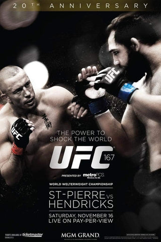 UFC 167 Official Original 27x39 Event Poster (Georges St-Pierre vs. Hendricks) - Vegas 11/16/2013