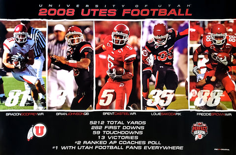 Utah Football 2008 Perfect Season 5-Player Commemorative Poster - ProGraphs LLC