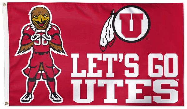 Utah Utes "LET'S GO UTES" Style NCAA Official Deluxe-Edition 3'x5' Flag - Wincraft Inc.