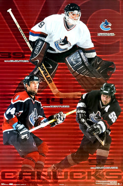 Vancouver Canucks "Pyramid" NHL Action Poster (Cloutier, Bertuzzi, Jovanovski) - Costacos 2003