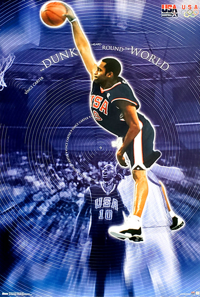 Vince Carter "Dunk Heard Round The World" Team USA 2000 Basketball Poster - Costacos Sports