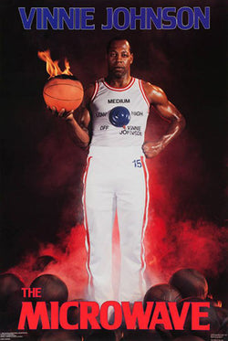 Vinnie Johnson "The Microwave" Detroit Pistons Vintage Original 1988 NBA Theme Poster - Costacos Final Stock Collection