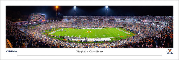 Virginia Cavaliers Football Scott Stadium Game Night Panoramic Poster Print - Blakeway 2025