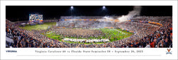 Virginia Cavaliers Football "Storm the Field" Scott Stadium Game Night Panoramic Poster Print - Blakeway 2025