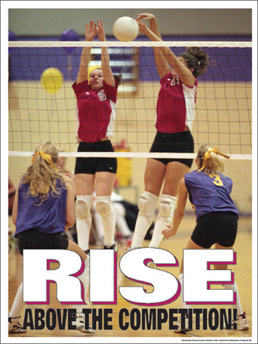 High School Volleyball "Rise Above" Motivational Poster - Fitnus Corp.