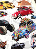 Volkswagen Beetles "85 Bugs" Automobile Car Collage Poster - Eurographics Inc.