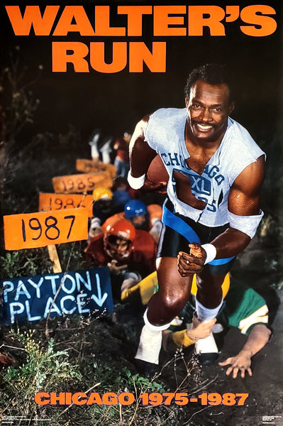 Walter Payton "Walter's Run" Chicago Bears Vintage Original 1987 NFL Theme Poster - Costacos Final Stock Collection